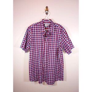 L.L. Bean Men's Traditional Fit Short Sleeve Plaid Cotton Button Shirt Size L